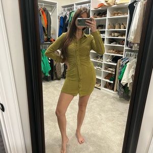 12th TRIBE, Small green runched mini dress